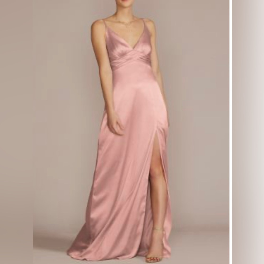NWT stretch charmeuse empire waist bridesmaid dress in color ballet